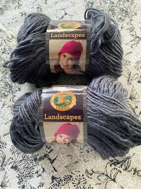 2 Lion Brand Landscapes Charcoal Yarn